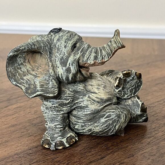 Baby Elephant Playful Collectors Resin Figurines VTG Edwin/ Ernest & Elden RARE - Picture 10 of 16